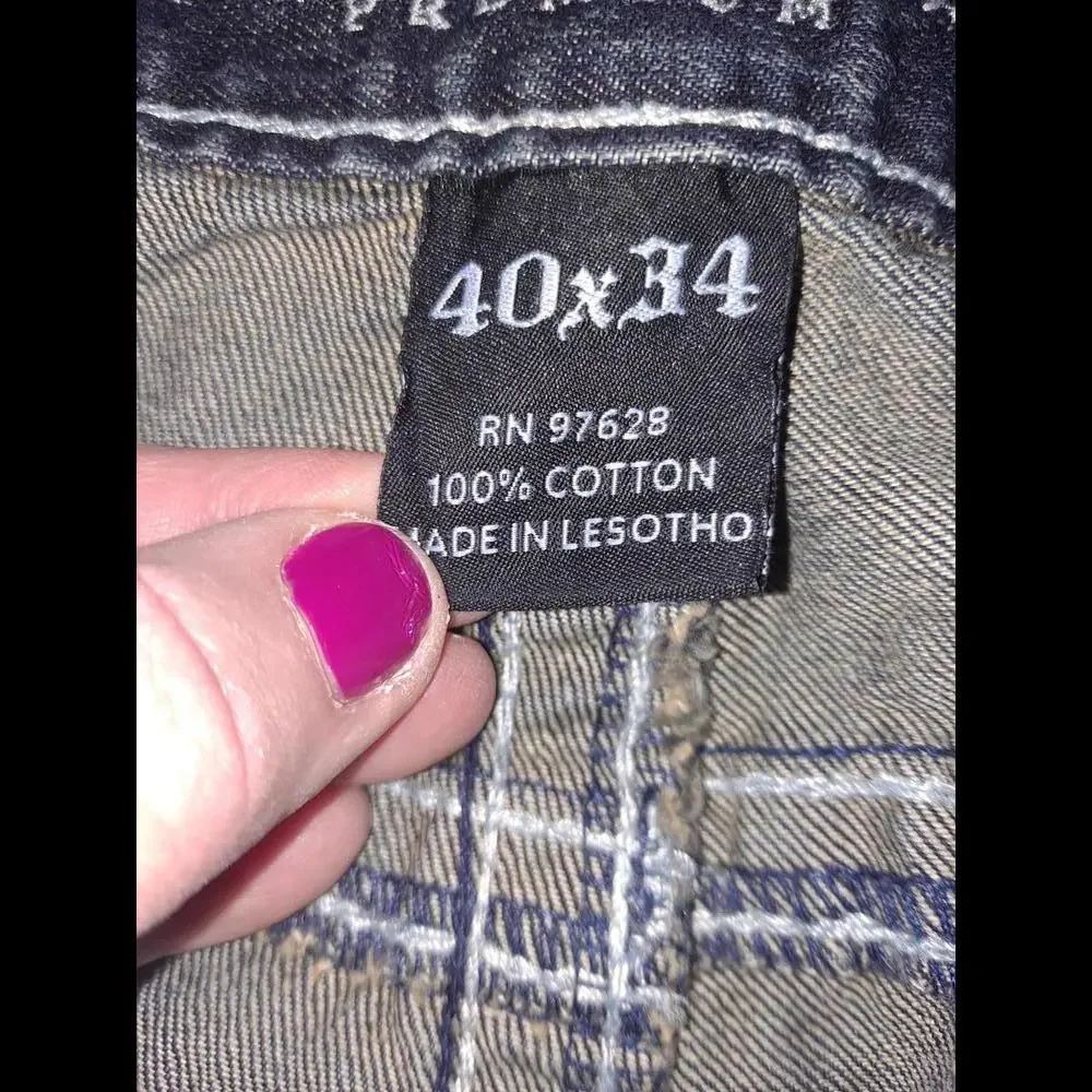 Request Blue Semi Distressed‎ Jeans With Decorative Pocket Size 40x34